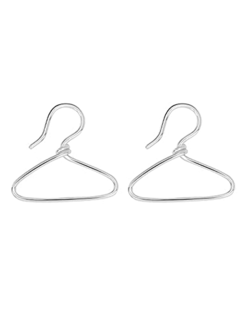 Minimalist Hanger Shape Dangle Stud Ears For Women 925 Sterling Silver